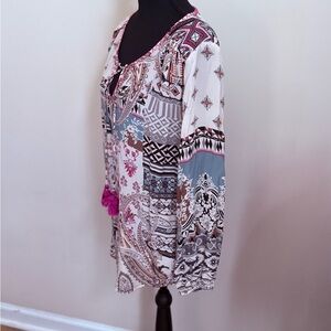 Tolani Multicolor Geometric Print Blouse